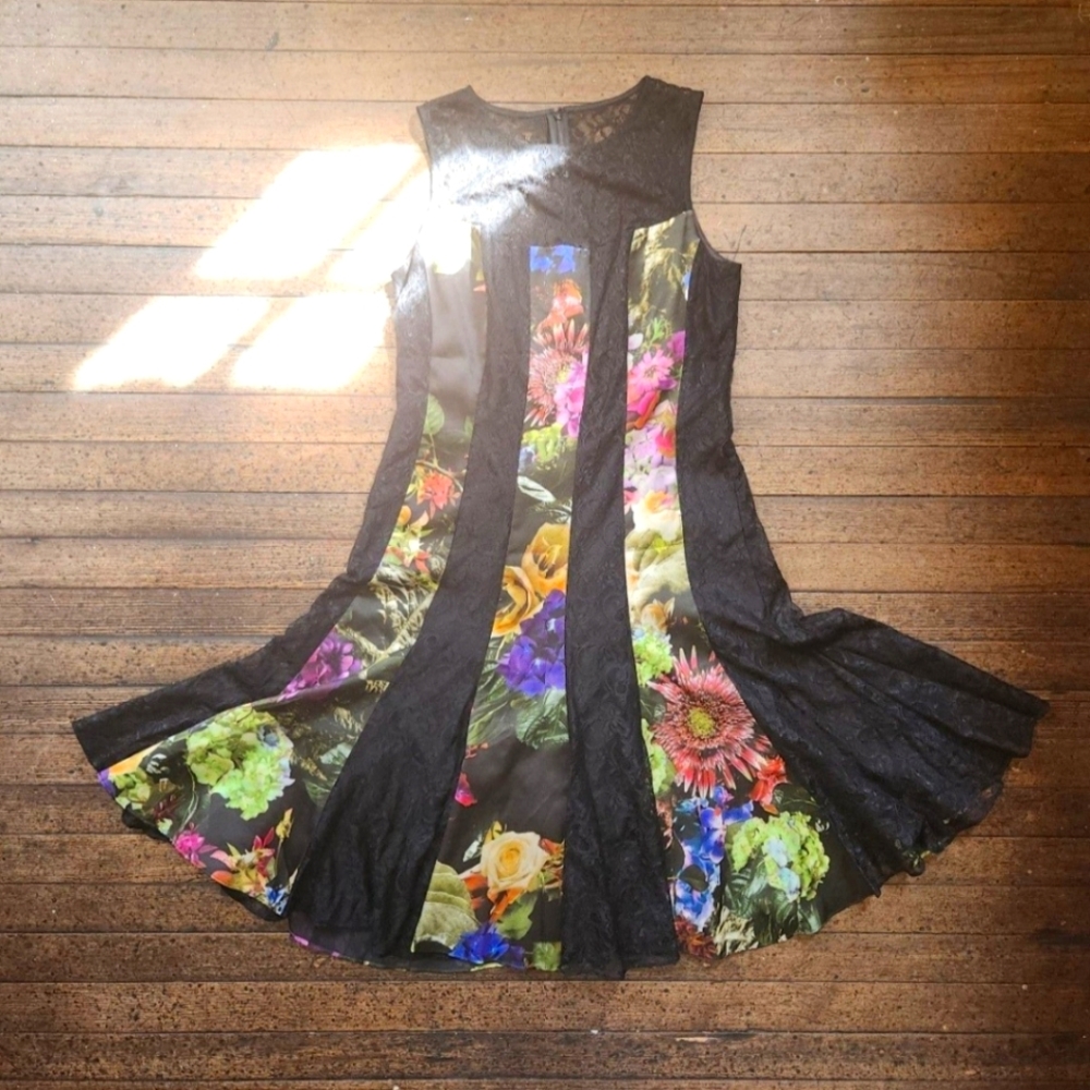 Cottagecore Rickie Freeman For Teri Jon Silk Floral  Dress